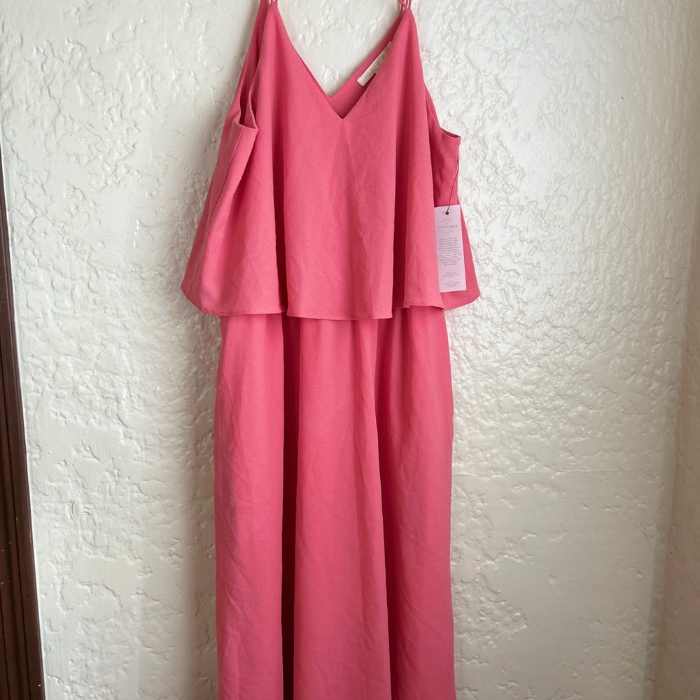 NWT Cooper & Ella Empower Pink Layered Midi sleeveless Dress size Small‎